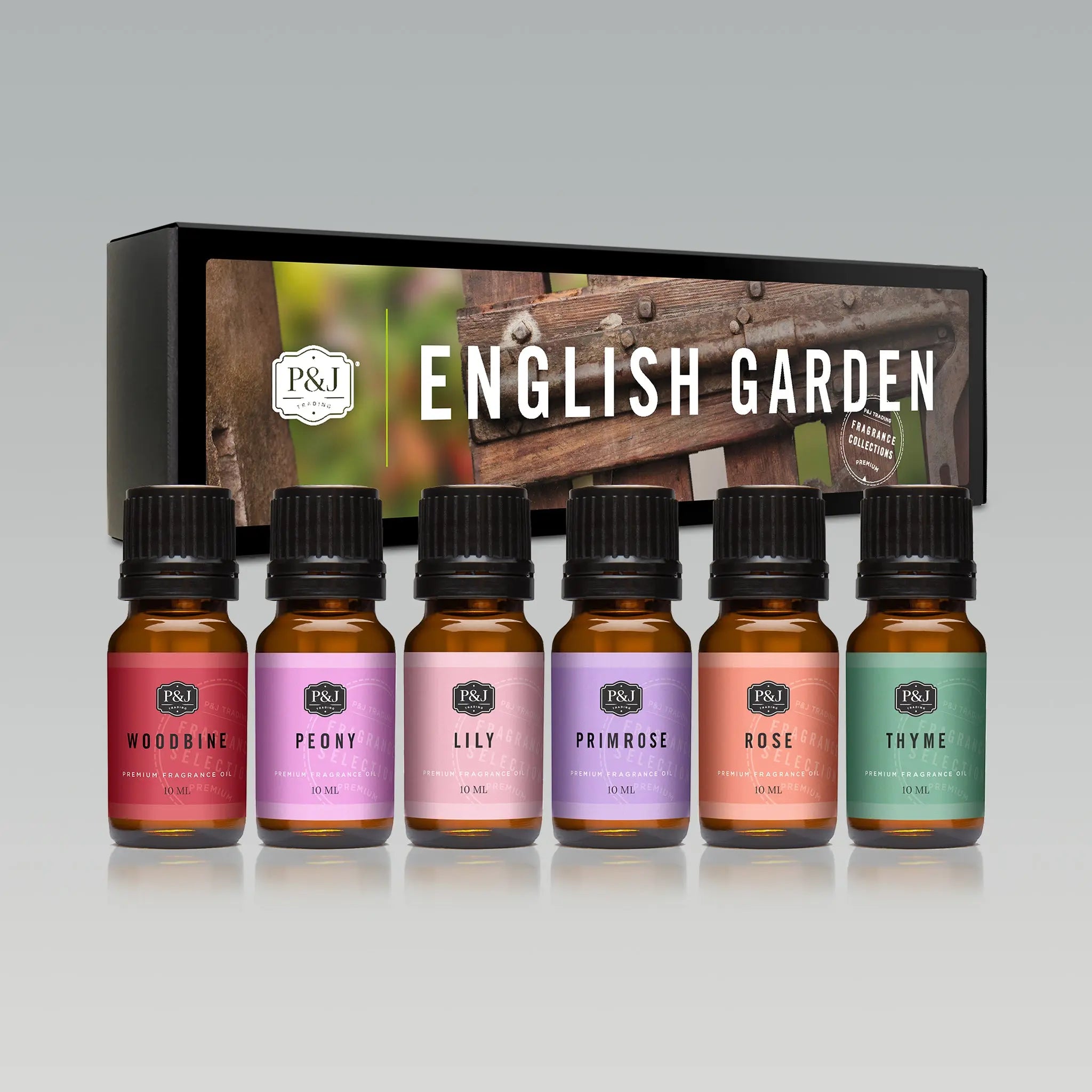 P&j Fragrance Oil English Garden Set | Rose, Woodbine, Thyme, Primrose, Lily, Peonies Candle Scents for Candle Making, Freshie Scents, Soap Making